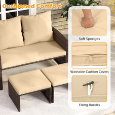 Outdoor Patio Loveseat and Ottoman (3 Piece Set) product image