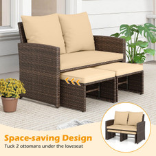 Outdoor Patio Loveseat and Ottoman (3 Piece Set) product image