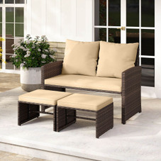 Outdoor Patio Loveseat and Ottoman (3 Piece Set) product image