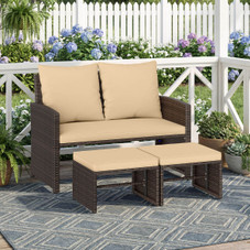 Outdoor Patio Loveseat and Ottoman (3 Piece Set) product image