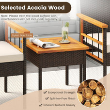 3-Piece Wicker Furniture Set with Acacia Wood Table product image