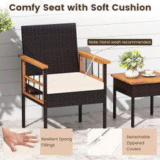 3-Piece Wicker Furniture Set with Acacia Wood Table product image