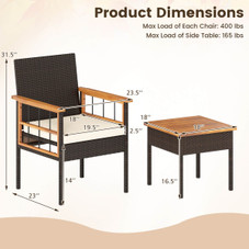 3-Piece Wicker Furniture Set with Acacia Wood Table product image