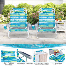 Folding Beach Chair with Cup Holder and Padded Headrest (2-Pack) product image