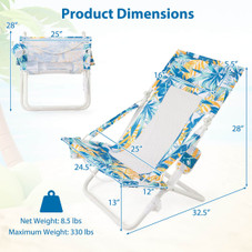 Folding Low Beach Chair with Removable Head Pillow (Set of 2) product image