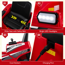 12V Ride-On Lawn Mower with Dual Control Sticks and LED Lights product image