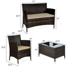 4-Piece Rattan Patio Furniture Set with Table product image
