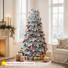 Snow-Flocked Artificial Christmas Tree with Warm White LED Lights product image