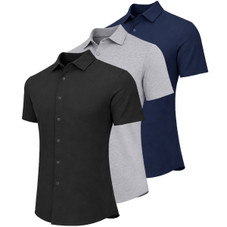 Men’s Button-Up Short Sleeve Dress Shirt (3-Pack) product image