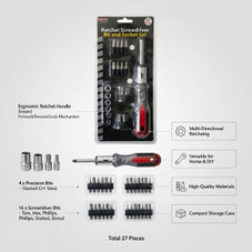 Ratcheting Screwdriver Bit and Socket Set (27 Pieces) product image