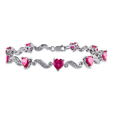 9.10 Carat (ctw) Lab-Created Ruby Heart Bracelet product image