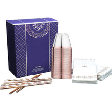 25-Pack 9oz Disposable Party Cups, Napkins, and Paper Straws product image