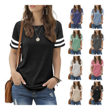 Women's Short-Sleeve Varsity Stripe Casual Summer Top product image