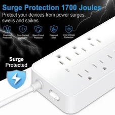 Black 12-in-1 Surge Protector Power Strip (2-Pack) product image