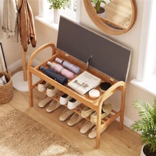 Bamboo Entryway Shoe Bench product image