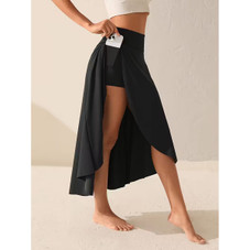 Women's High Waisted Split Midi Skirt with Built-in Shorts product image