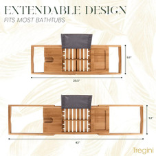 Tregini Luxury Bathtub Adjustable Bamboo Wood Tray product image