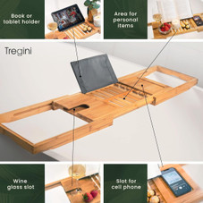 Tregini Luxury Bathtub Adjustable Bamboo Wood Tray product image