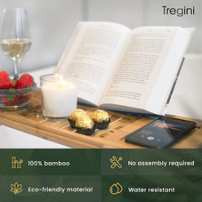 Tregini Luxury Bathtub Adjustable Bamboo Wood Tray product image