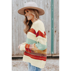 Morgan Crew-Neck Drop-Shoulder Striped Sweater product image