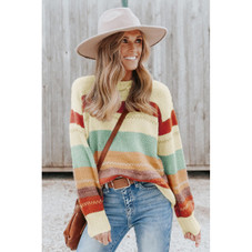 Morgan Crew-Neck Drop-Shoulder Striped Sweater product image