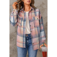 Addison Plaid Flap Pockets Shacket product image