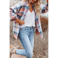 Addison Plaid Flap Pockets Shacket product image