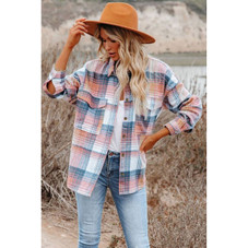 Addison Plaid Flap Pockets Shacket product image