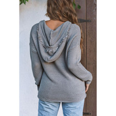 Collins V Neck Ribbed Drop Shoulder Hooded Sweater product image