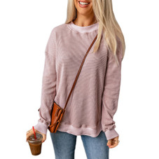 Isabelle Crew Neck Ribbed Trim Waffle Knit Top product image