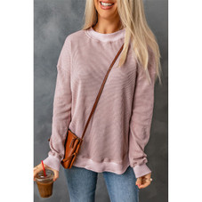 Isabelle Crew Neck Ribbed Trim Waffle Knit Top product image