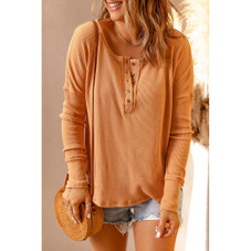 Camila Waffle Knit Henley Top product image