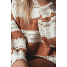 Maggie Striped Knit Puff Sleeve Casual Sweater product image