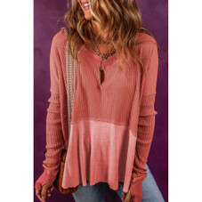 Giselle Exposed-Seam Waffle-Knit Patchwork Top product image