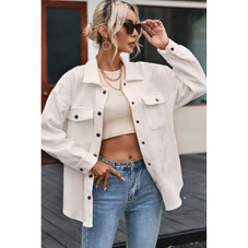 Rosalie Textured Flap Pocket Buttoned Shacket product image