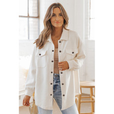 Rosalie Textured Flap Pocket Buttoned Shacket product image