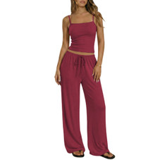 Women's Square Neck Cami and Wide Leg Pants (2 Piece Set) product image