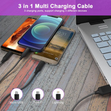 3-in-1 USB Nylon Braided Fast Charger Cable product image