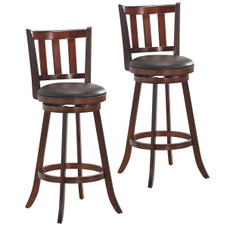 Brown Wood Leather Padded  Swivel Bar Stools (2 or 4 Pack) product image