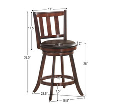 Brown Wood Leather Padded 25'' Swivel Bar Stools (Set of 4) product image
