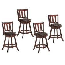 Brown Wood Leather Padded  Swivel Bar Stools (2 or 4 Pack) product image