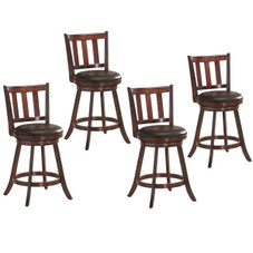 Brown Wood Leather Padded 25'' Swivel Bar Stools (Set of 4) product image