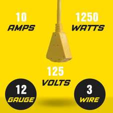 ReelWorks 12 AWG x 65' 15A Grounded Outlets Extension Cord Reel product image