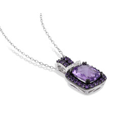3.08 Carat (ctw) Amethyst Pendant Necklace In Sterling Silver product image