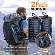 10,000mAh Solar Charger Dual USB + Type‑C/Micro USB Ports (2‑Pack ) product image