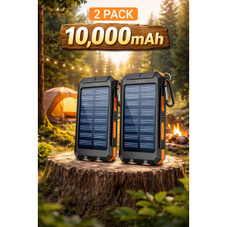 10,000mAh Solar Charger Dual USB + Type‑C/Micro USB Ports (2‑Pack ) product image