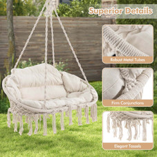 Hand-Woven Rope Hanging Chair with Thick Cushion product image