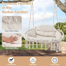 Hand-Woven Rope Hanging Chair with Thick Cushion product image