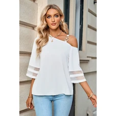 One Shoulder Buckled Strap Blouse product image