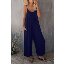 Loose Wide-Leg Romper with Pockets product image